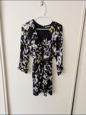 Alice + Olivia Womens 2 Ophelia Faux Wrap Mini Dress Black Cocktail Party